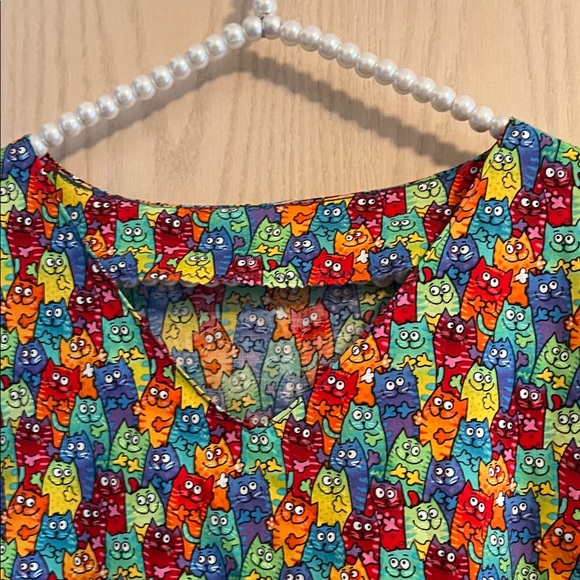 Colorful Cat  Patterned Sleeveless Dress - Picture 6 of 8